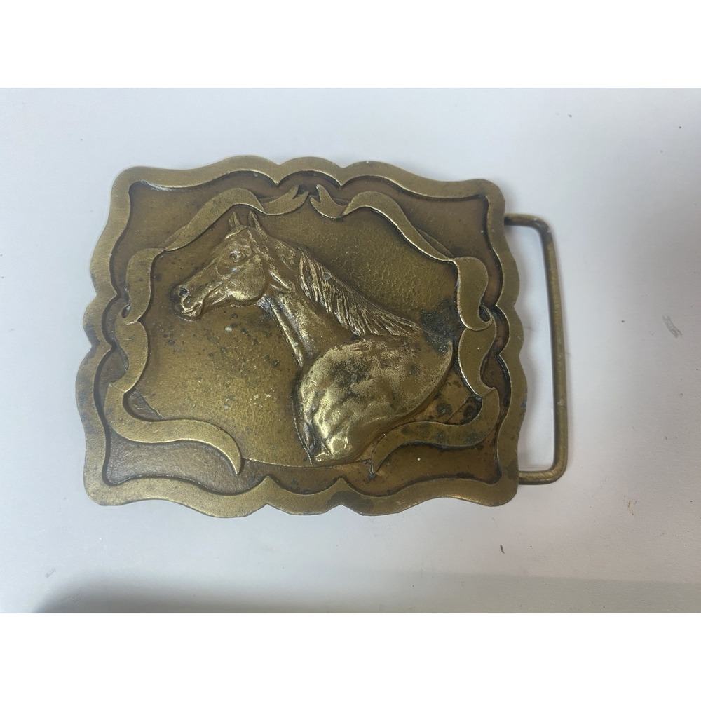 1978 Indiana Metal Craft Horse Belt Buckle "Winner's‎ Circle" Vintage